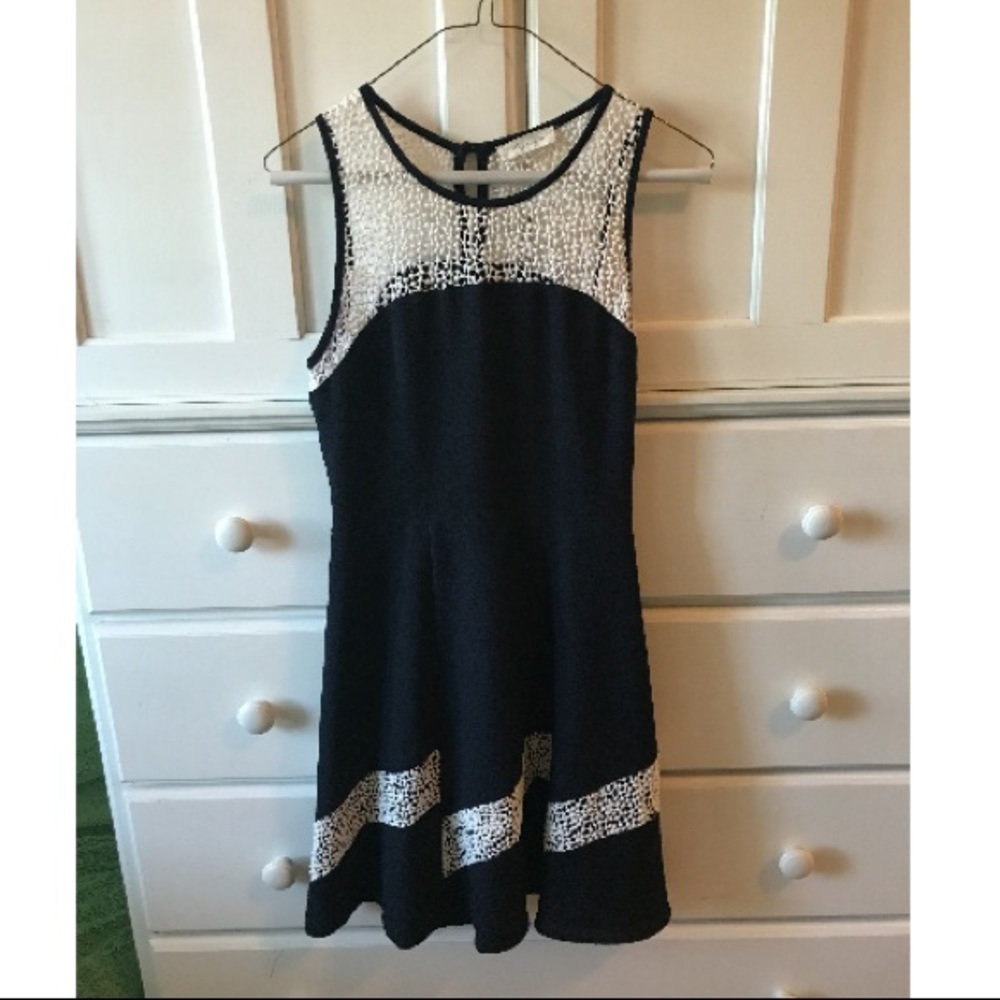 Navy and white lace dress